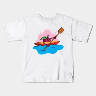 cute plum in a rowboat rowing in a lake Kids T-Shirt